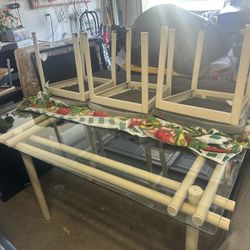 Glass Table 4 Chairs 