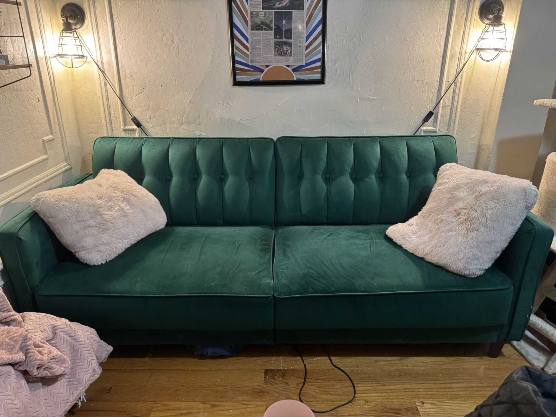 Velvet Green Futon Couch