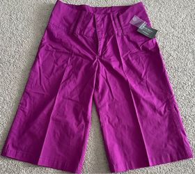 NWT Bisou Bisou Magenta Purple High-Waisted Culottes / Wide Leg Bermuda Shorts size 8 & size 10
