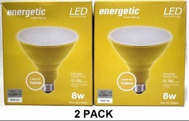 Yellow Energetic LED 8 Watt PAR38 Indoor-Outdoor Decorative Light Bulb (2-Pack)