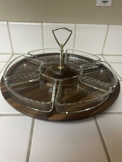 Vintage Vermillion Lazy Susan Server 15”