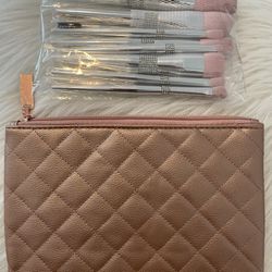 Brand New Makeup Rhinestone Brushes With Bag 