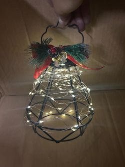 Christmas Bell Wire Lantern with Fairy Lights