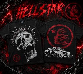 Hellstar black skull tee with red accents