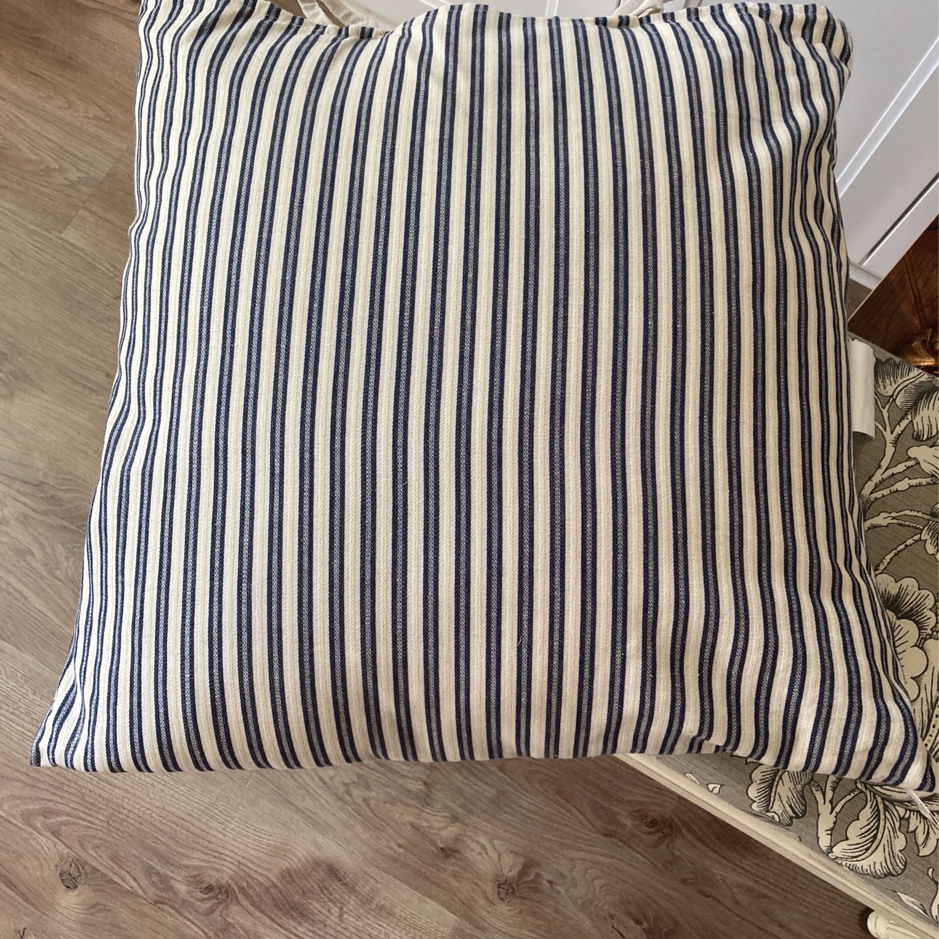 Blue And White Striped Throw Pillow
