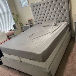 Queen Bed Frame and Headboard Grey