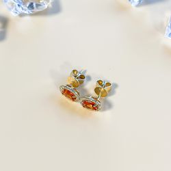 Yellow Sapphire And Diamond Stud Earrings 14K Yellow Gold