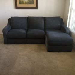 2 Piece Gray Sectional Couch with Manual Recliner and Chaise Lounge