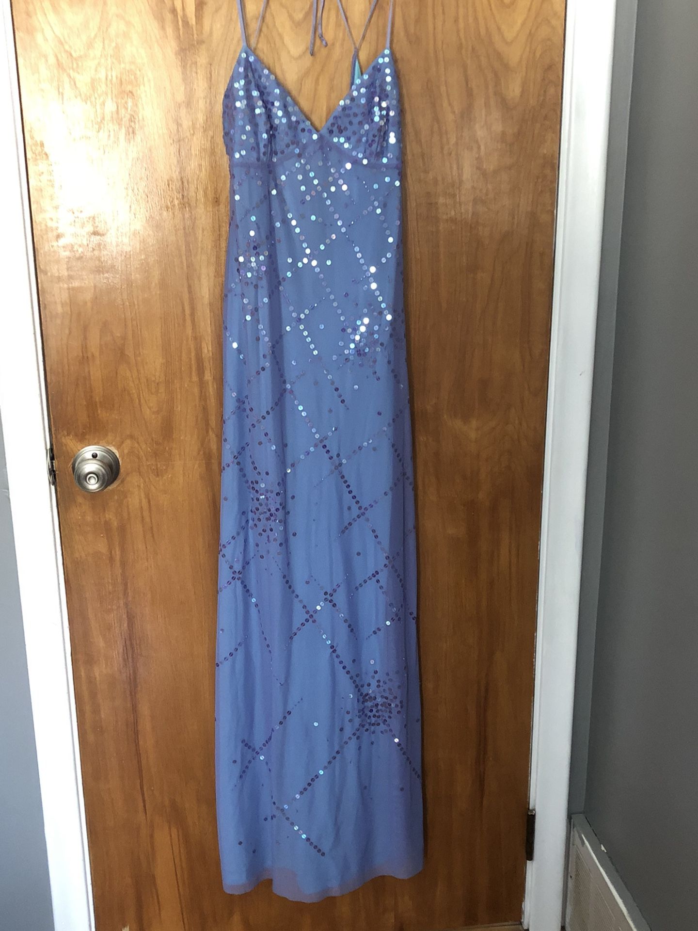 BCBG Max Azria Teal Satin With Purple Overlay With Sequins Size Small