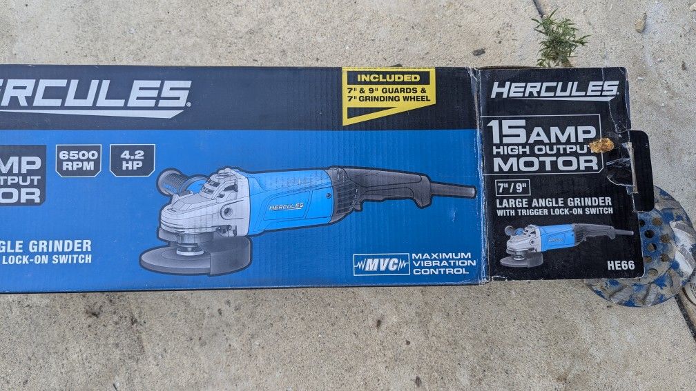 Hercules 15 Amp 7-9inch Grinderwith New 7inch Grinding Wheel 7inch Dust Shroud And Hercules Diamond Wheel