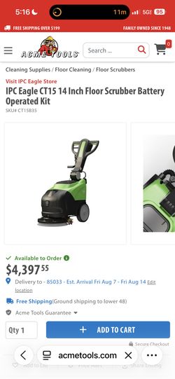 CT15 walk behind auto scrubber battery powered.