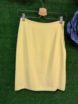 Filippa K Yellow satin solid pencil skirt knee length size 36