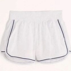 Abercrombie & Fitch YPB Nylon Lined Running Shorts in White Blue Pockets Size S NWT