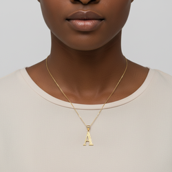 10K Yellow Gold Diamond Cut Letter "A" Pendant