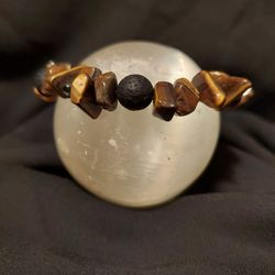 Tigers Eye, Hematite, Black Lava Rock Crystal Bracelet 