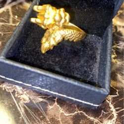 24k 9999 Pure Gold Dragon Vintage Ring 