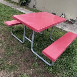 Mid Century Fiberglass Patio Table Bench Table 