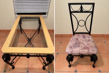 Dinning Set: Glass-Top Table & 4  Chair
