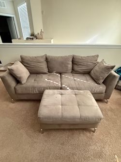 Living room set Grey/taupe - Couch, Loveseat, Armchair, ottoman and included coffee table & end table