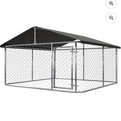 (BRAND NEW) 1-Pack 6.56’x6.56’ Outdoor Dog Playpen – Heavy-Duty Black Steel