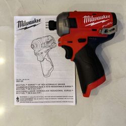 Milwaukee New M12 Fuel Surge 1/4 Hex Hydraulic 
