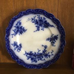 Antique Flow Blue Floral Porcelain Plate
