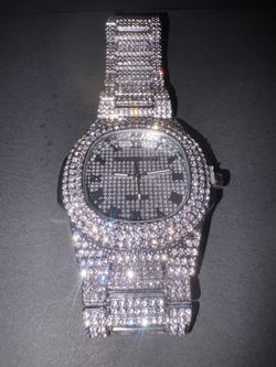 Iced Out bling bling Crystal-Encrusted Men's Watch