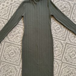 Wild Fable M Green Ribbed Knit Turtleneck Dress, New without Tags