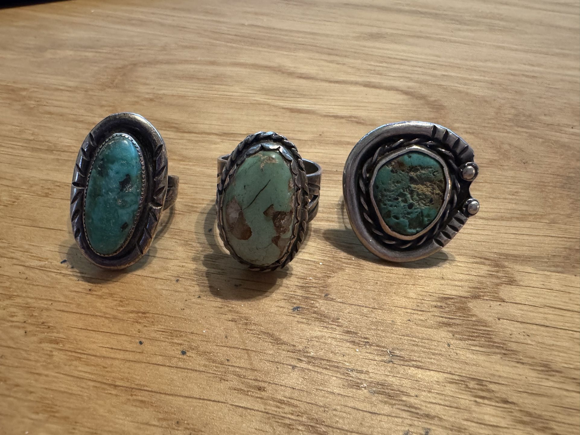 Lot Of 3 Sterling Silver And Turquoise Women’s Rings