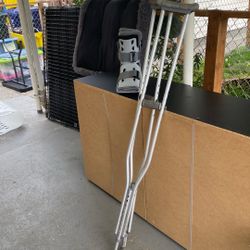 Air cast boot and crutches