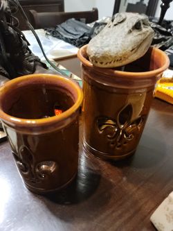 Candel Holders Fluer Di Lis Gator Head