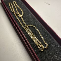 Semi-Solid 1.8 mm Gold Rope Chain 22inch