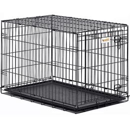 Qpets 42 Inches Dog Crate, Folding Dog Kennel, Dog Cage, Two Doors, with a Tray