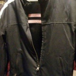 Womens leather biker jacket waterproof by Cordura REVERSABLE Size Large 