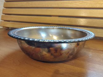Round silver vintage serving bowl 9.5 inches