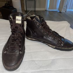 GUCCI Brown Leather High Trainers 
