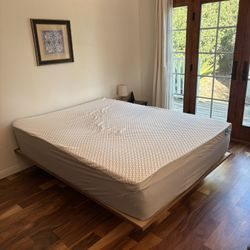 Queen Size Bed, Frame, Mattress Topper