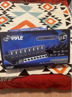 Pyle PDWM8900 8-Channel VHF Wireless Microphone System - 8 Lavalier + 8 Headset, In Box