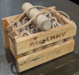 Molkky Wooden Outdoor Lawn Game. Finland. Carrying case, 12 Pegs, 1 Throw Pin.