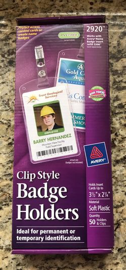 Avery clip style badge holders -50 count