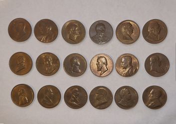 18 Inaugurated Presidential Bronze Token Medal Coins