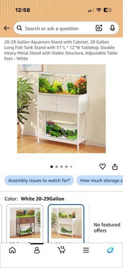 LAQUAL 20-29 Gallon Aquarium Stand with Cabinet, 20 Gallon Long Fish Tank Stand with 31"L * 12"W Tabletop, Double Heavy Metal Stand with Stable Struct