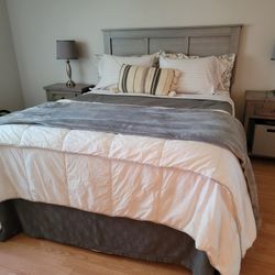 Queen Distressed Gray Bedroom 