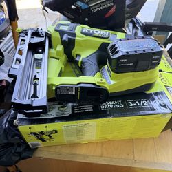 ryobi framing nailer with battery and charger like new