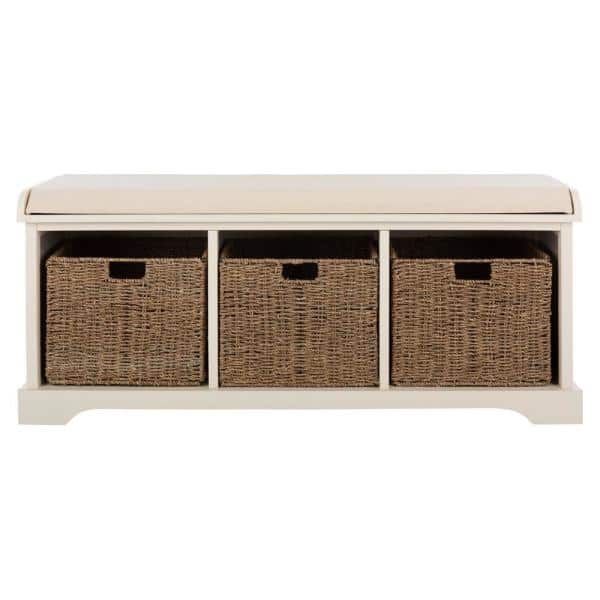 SAFAVIEH Lonan White Storage Bench