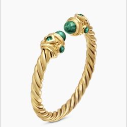 Authentic David Yurman RENAISSANCE® RING 18K Yellow Gold with Emeralds, 2.3mm