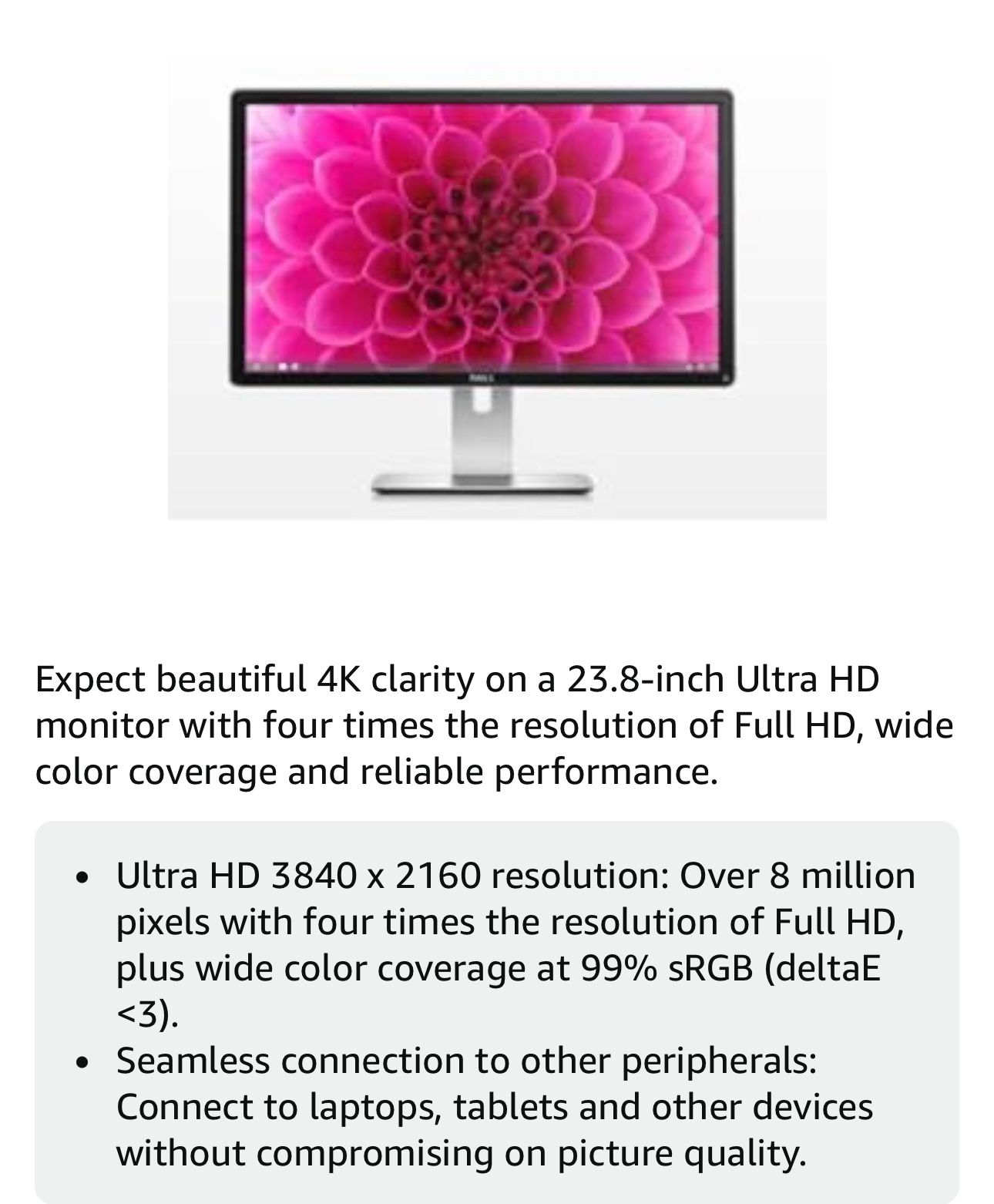 Dell Ultra HD 4K Monitor P2415Q 24-Inch Screen LED-Lit Monitor, Black