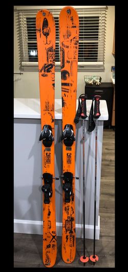 Twin Tip K2 Skis With Technical 29.5 Boots And Goode Adjustable Poles