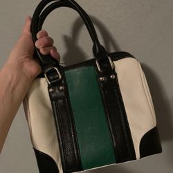Black & White w/Green Accent Handbag