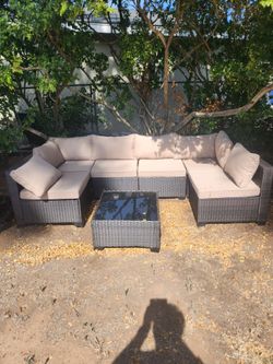 Patio couch set with table